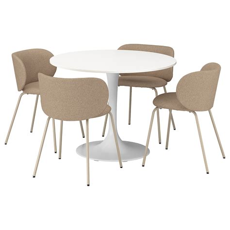DOCKSTA / KRYLBO table and 4 chairs, white white/Tonerud dark beige ...