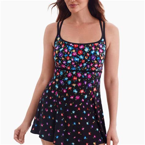 Longitude Empire Princess Seam Swim Dress Flower Trail – Longitude Swim