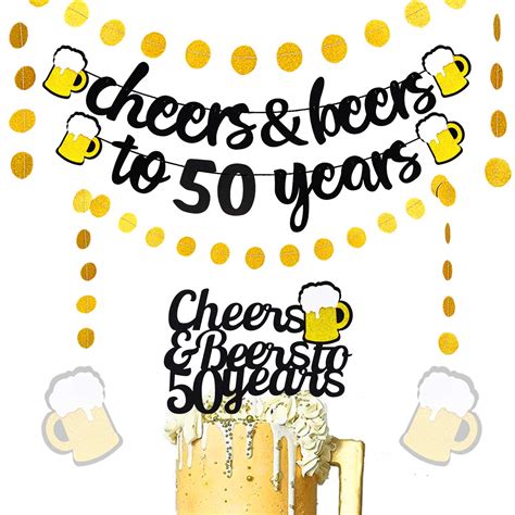 Buy JeVenis set of 4 Glitter Cheers & s to 50 Years Banner with Cheers ...