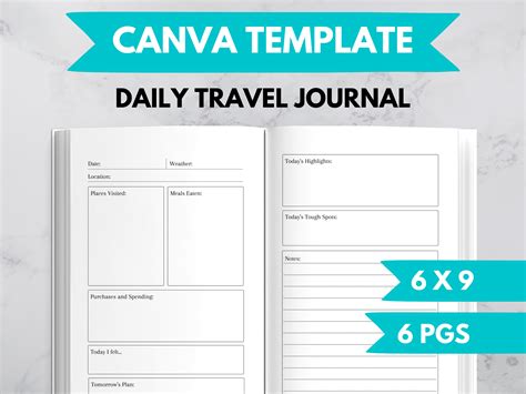 Daily Travel Journal Template for Canva Graphic by selfpubmagic ...