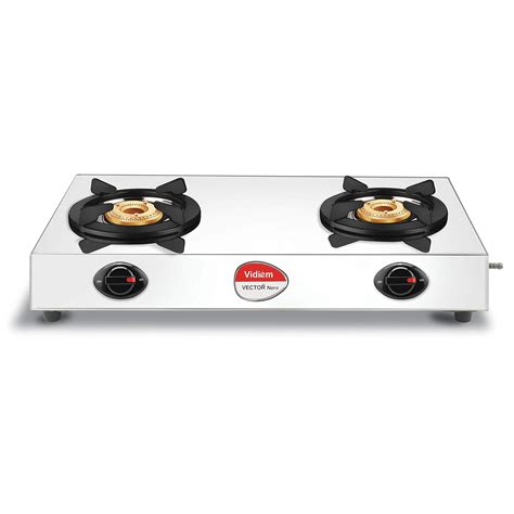 Vidiem Gas Stove S2 199 A VECTOR NERO (Silver) | Stainless Steel 2 ...