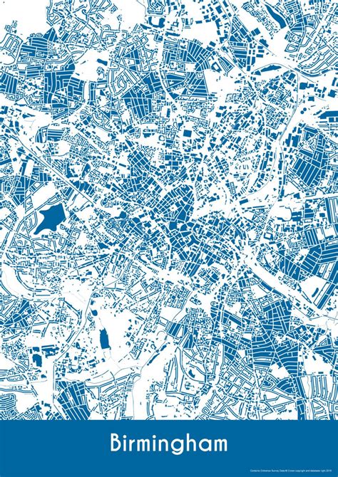 Birmingham Map - Buildings - City Map Art Print of Birmingham, England by YourPlaces on Etsy ...