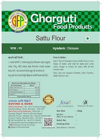 Gharguti Food Products Pure Chana Sattu Powder: Nutritious Roasted Gram ...
