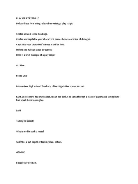 Image result for Sample Play Script