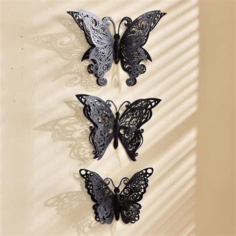 Amazon.com: 3 Pcs Large Butterfly Wall Decor, Home 3D Metal Wall Decals ...