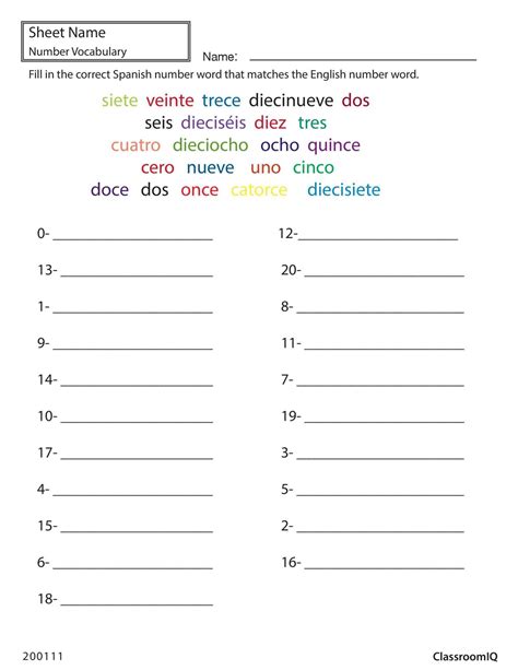 9+ 10Th Grade Spanish Worksheet | Spanish numbers, Spanish worksheets ...