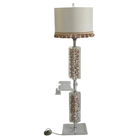 Vintage Organic Modern Coastal Style Seashell Filled Lucite Floor Lamp ...