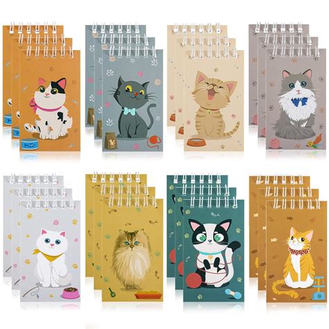 Waenerec 24 Pieces Mini Notebooks Cat Party Favors Cute Pet Cat Spiral ...