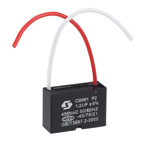 Buy uxcell Ceiling Fan Capacitor CBB61 1.2uF 450V AC 2 Wires Metallized ...