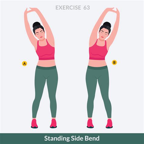 Standing Side Bend exercise, Woman workout fitness, aerobic and ...