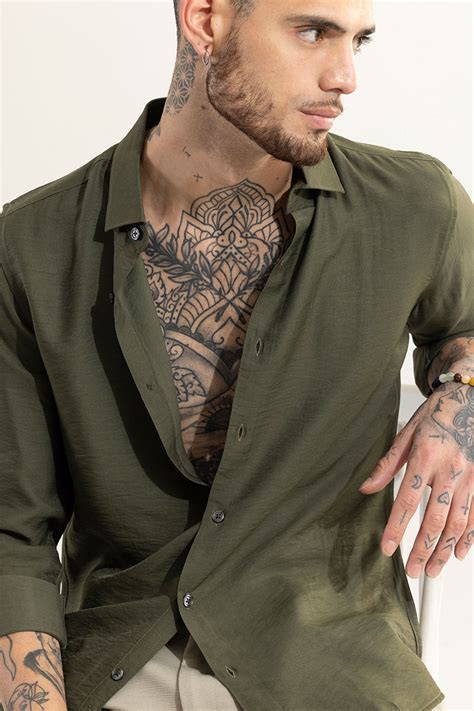 Buy Men's Squash Serene Olive Shirt Online | SNITCH