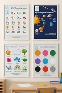 Arsh Educational Wall Posters Set of 4, ABC Foundations, Solar System ...