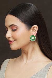 Buy Gold Plated Embroidery Floral Embellished Studs by Ivorine Online ...