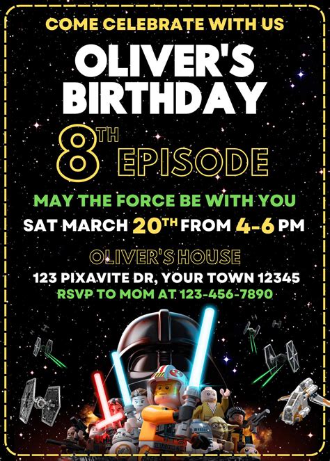 Lego Star Wars Invitations