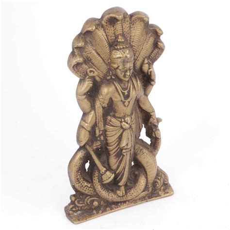 Brass Lord Vishnu Standing on Sheshnag