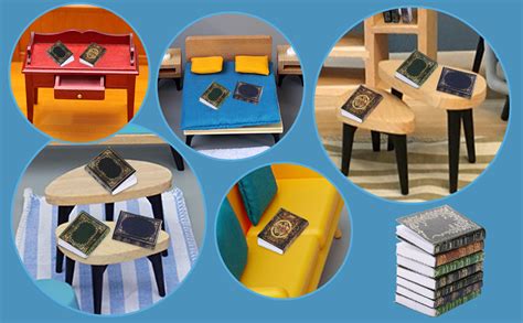 INNPOLE Miniatures Dollhouse Books, 1:12 Scale Mini Books, Model ...