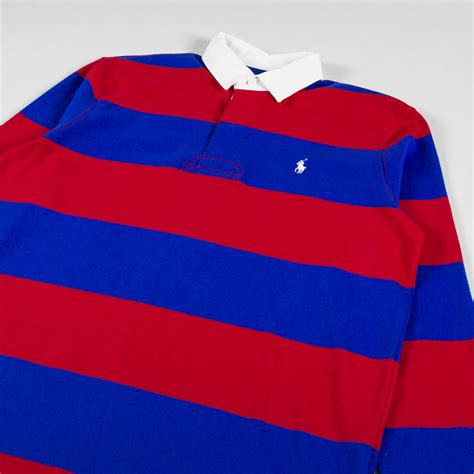 Polo Ralph Lauren Mens Rugby Long Sleeve Shirt Red Rugby Royal