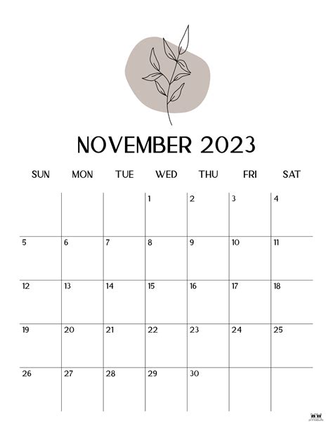 November 2023 Calendars - 50 FREE Printables | Printabulls