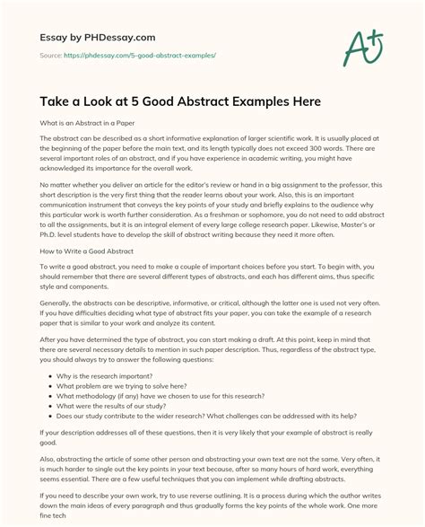 Image result for Abstract Essay Example