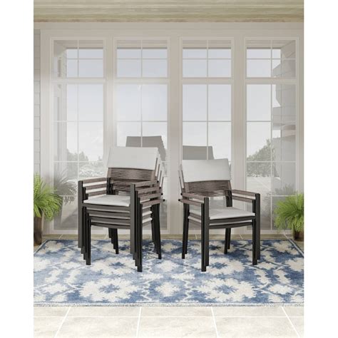AURA OUTDOOR Chair 4 -Piece Gray Patio Dining Set 4 Brown Stackable ...