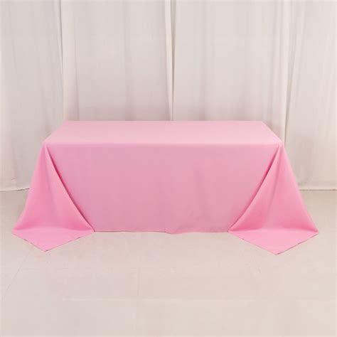Premium Polyester Tablecloth 90"x132" Pink | TableclothsFactory