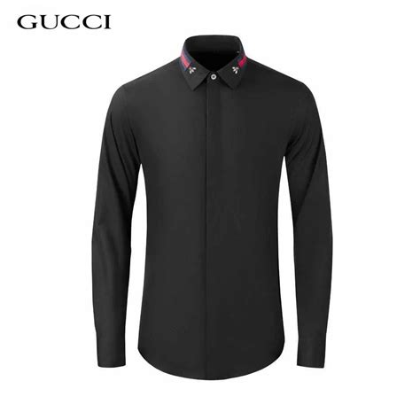 GUCCI || Collar Bee Logo Contrast Stripe Design Shirt – FASHION MYST