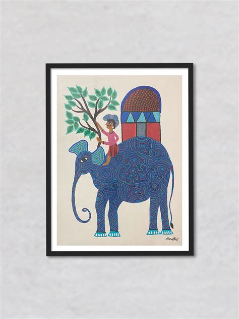 The Man and an Elephant | Bhil Art by Geeta Bariya | MeMeraki
