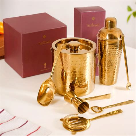 Gold Hammered Texture Bar Tool Set Of 7 Online - Premium Bar Tool ...