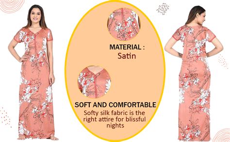Buy G4Girl Women's Satin Geometric Print Maxi Nighty Gown (night gown ...