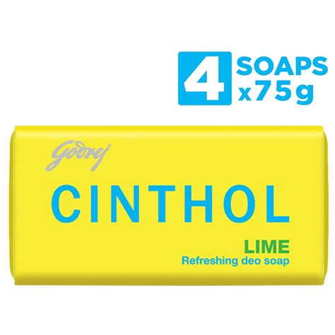 Buy Cinthol Lime Bath Soap - 75g (Pack of 4) | Lemony Deo Fragrance ...