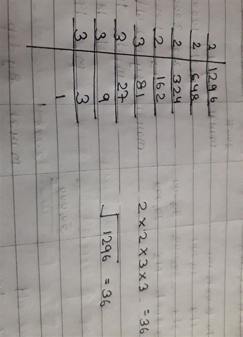 1296 ka square root full solution - Brainly.in
