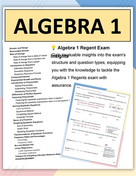 Algebra 1 Regent Exam Workbook Master 25 Essential Topics 45 Subskills ...