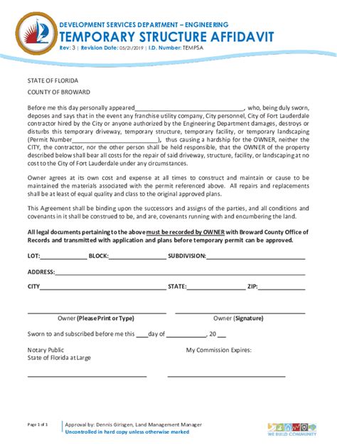 Fillable Online TEMPORARY STRUCTURE AFFIDAVIT Fax Email Print - pdfFiller