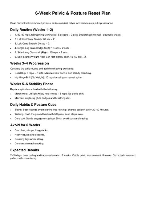 6 Week Pelvic Reset Plan: Posture Correction & Core Stability - Studocu