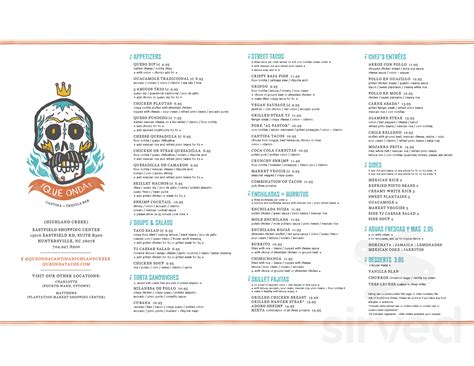 Que Onda Tacos + Tequila University City menus in Charlotte, North ...