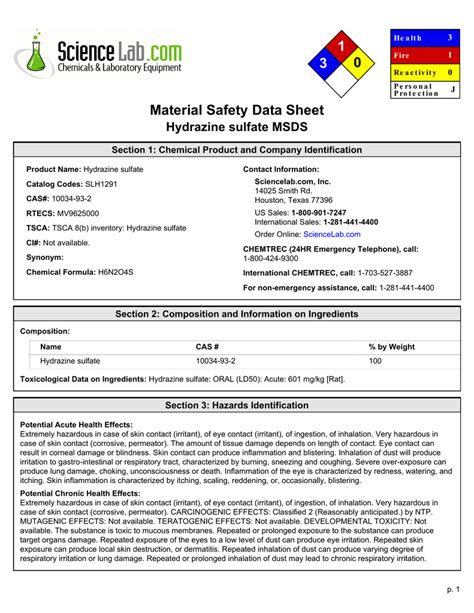 Image result for Safety Data Sheet Examples