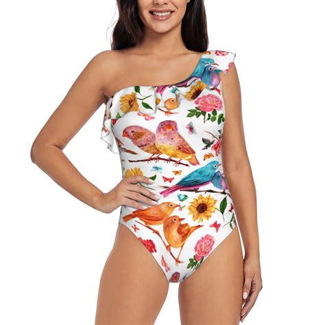 Coaee Flowers Birds And Butterflies Women's One Piece Swimsuits One ...