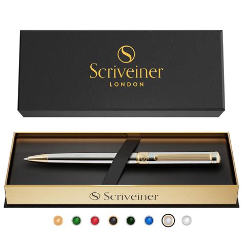 Scriveiner Silver Chrome Ballpoint Pen Stunning Luxury Pen Real Gold ...