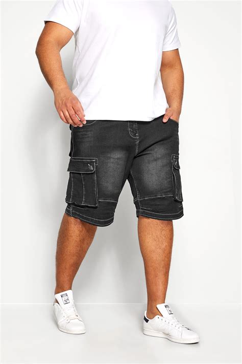 KAM Black Cargo Denim Shorts | BadRhino