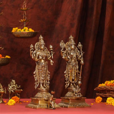 Brass Standing Vishnu Lakshmi Set (15 Inch) – Vedansh Craft