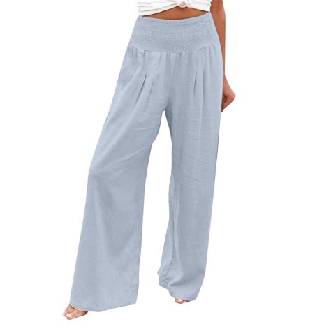 Women's Linen Summer Palazzo Pants,Womens Linen Wide Leg Pants High ...