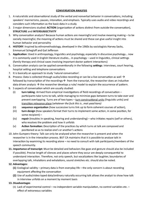 Conversation Analysis - CONVERSATION ANALYSIS 1. A naturalistic and ...