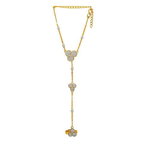 Mahi Gold Plated Exquisite Ethnic Jadau Haath Panja (Haathphool) with ...