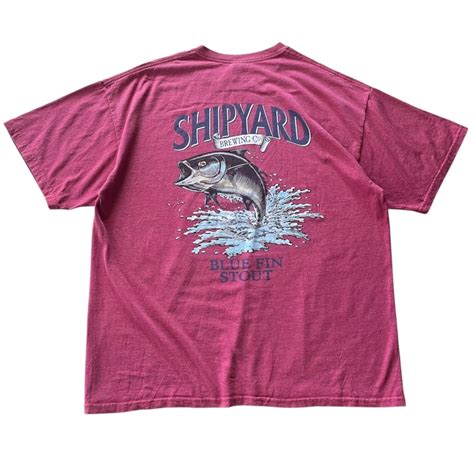 SHIPYARD BREWING CO. 両面プリント Tシャツ XL 醸造所 ビール 酒 企業 魚 | douraku. used clothing
