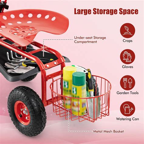 Goplus Rolling Garden Cart with Seat, Outdoor Garden India | Ubuy