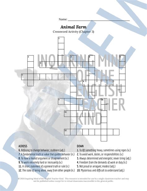 Animal Farm Chapter 3 Vocabulary Games | Teaching Resources