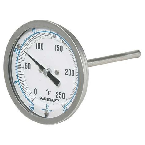 Ashcroft Dial Thermometer, Bi-Metallic, 6 in Stem 30EI60R | Zoro