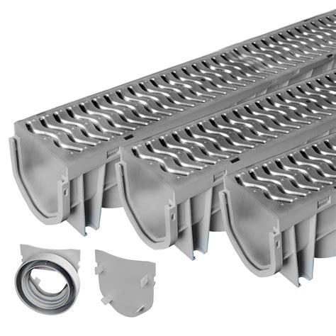 Source 1 Drainage 3-Pack Driveway Trench Channel Drain Galvanized Steel ...