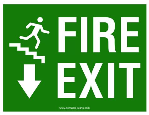 Fire Exit Sign Printable Green Stairs - Printable Signs