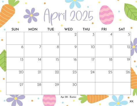 Calendar April 2025 Printable - Printable Word Searches
